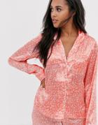 Asos Design Mix & Match Animal Print Satin Shirt-pink