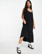 Asos Design Strappy Midi Sundress With Pep Hem In Black