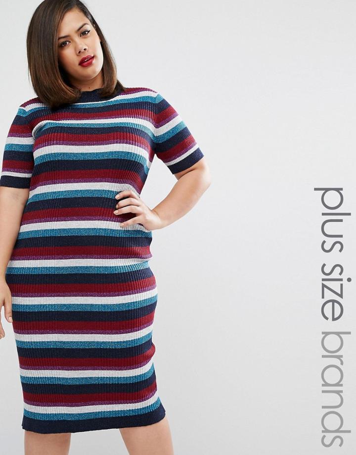 Alice & You Striped Rib Knitted Midi Dress - Multi