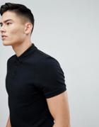 Asos Muscle Fit Pique Polo In Black - Black