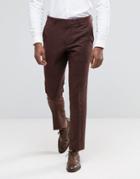 Asos Slim Suit Pants In Burgundy - Red