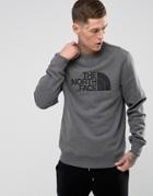 The North Face Drewpeak Crew Neck Sweatshirt Chest Logo In Mid Gray Marl - Gray