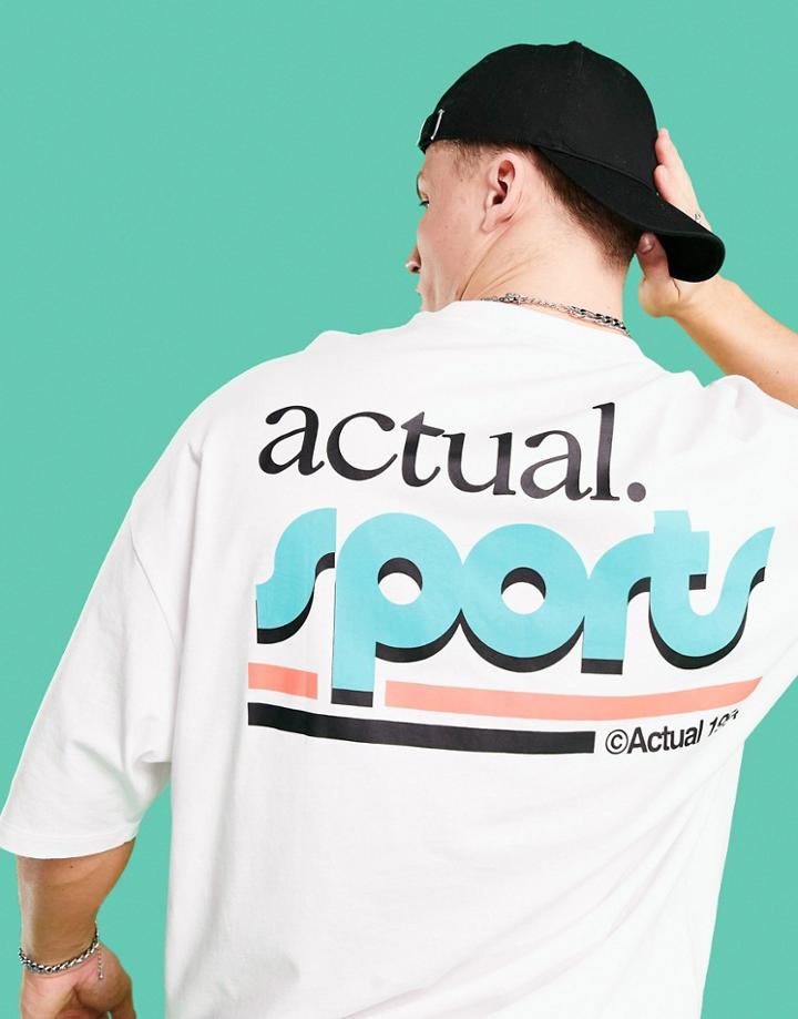 Asos Actual Sports Oversized T-shirt With Logo Chest Print In White