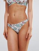 Asos Fuller Bust Exclusive Outline Floral Print Cut Out Bikini Bottom - Multi