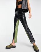 Amy Lynn Pu Pant With Contrast In Black And Lime