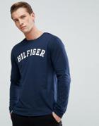 Tommy Hilfiger Logo Long Sleeve Top In Navy - Navy