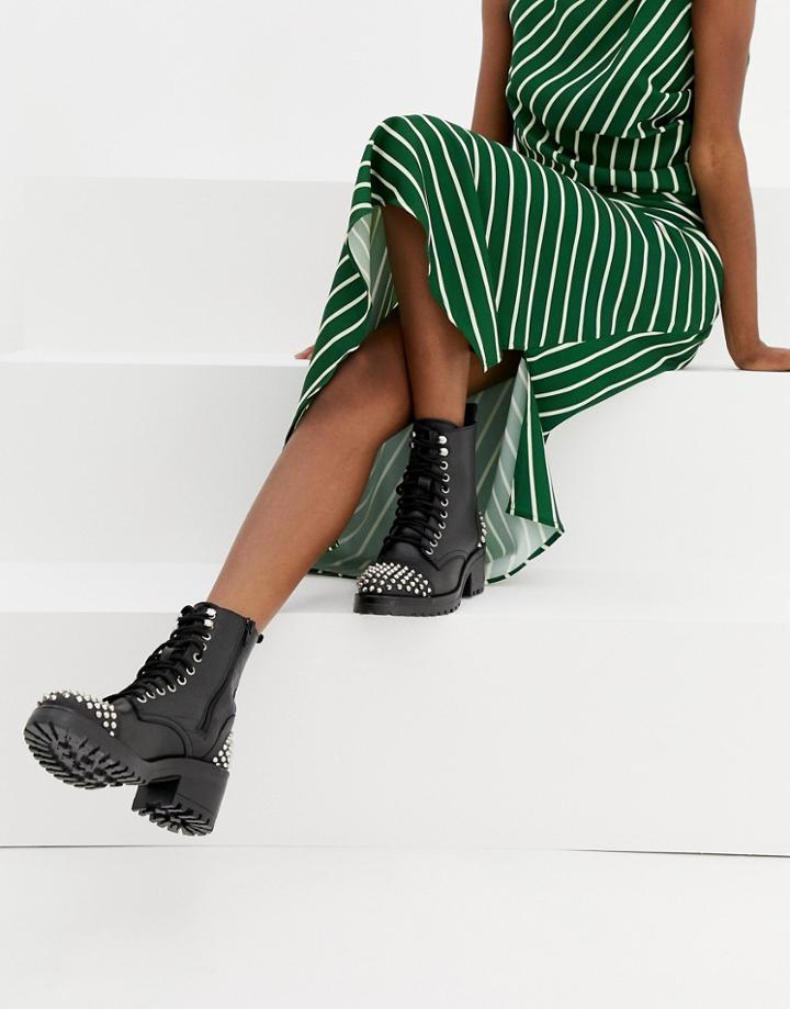 Steve Madden Grifter Stud Leather Boot - Black
