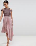 Coast Delores Satin Pleated Asymmetric Dress - Pink