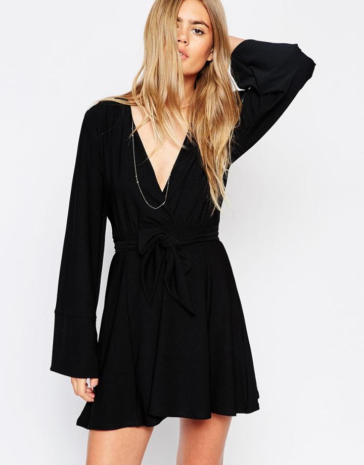 Asos Kimono Wrap Dress With Tie Waist - Pink $24.00