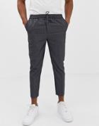 New Look Slim Fit Cropped Pants In Gray Pinstripe - Gray