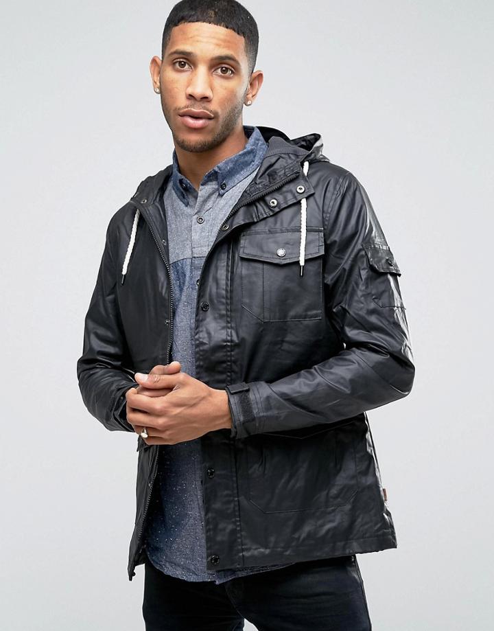 Bellfield Fisherman Jacket In Coated Fabric - Black