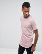 Jack & Jones Longline T-shirt With Curved Hem - Pink