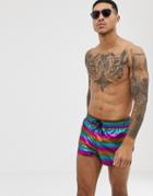 Asos Design Swim Shorts In Metallic Rainbow Color In Super Short Length - Multi