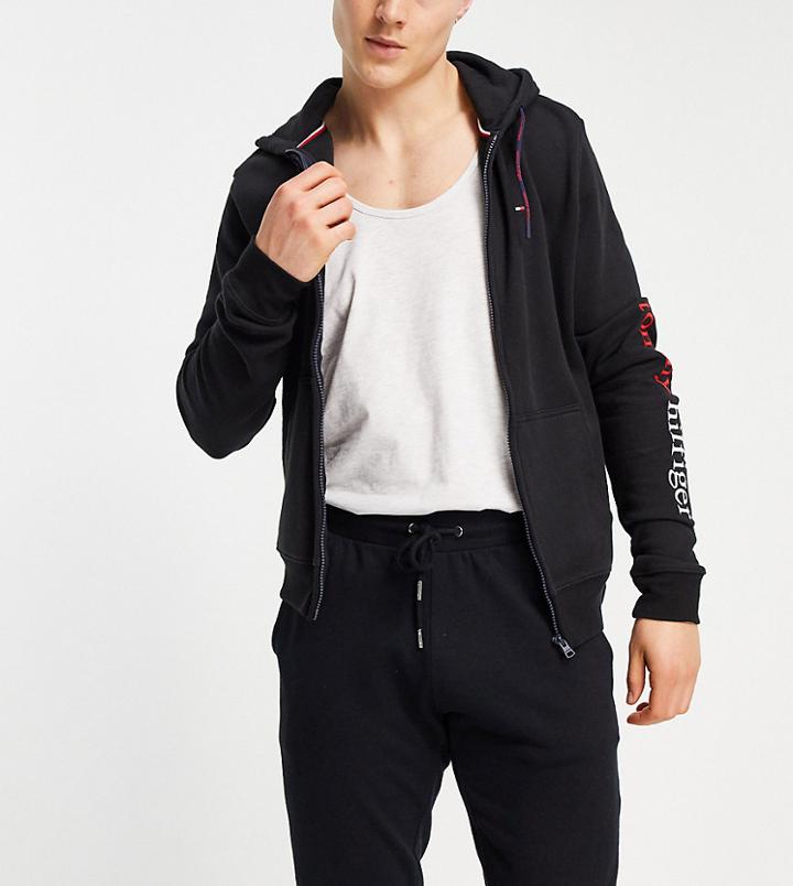 Tommy Hilfiger Lounge Hoodie With Front Remix Logo In Black - Exclusive To Asos