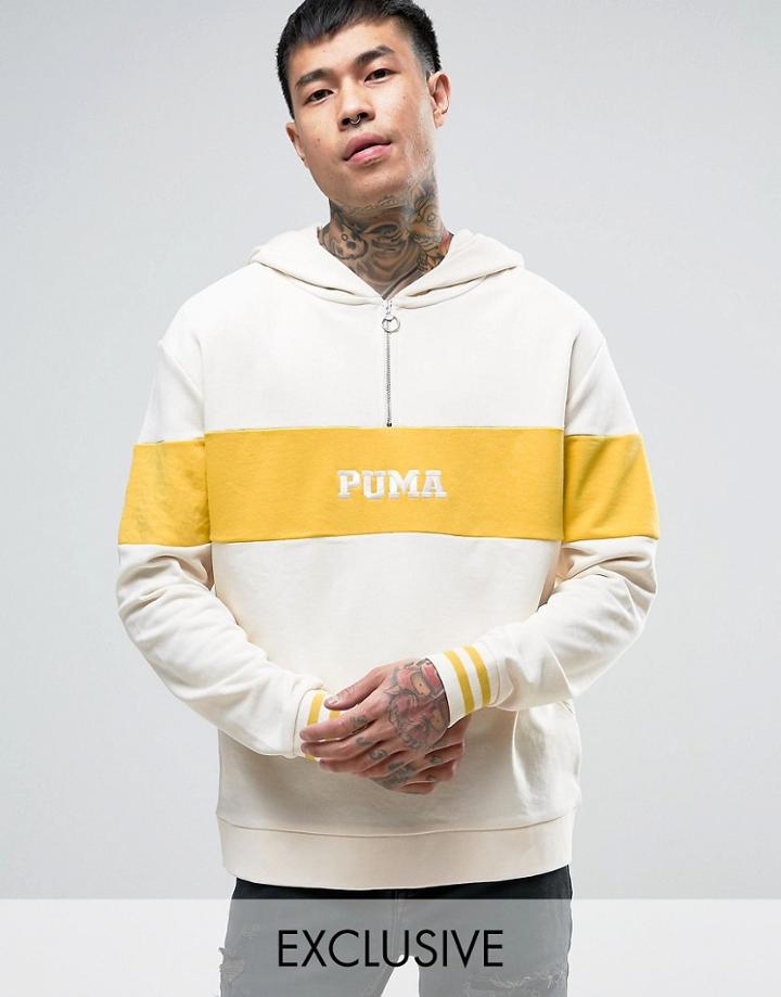 Puma Retro Half Zip Hoodie In Beige Exclusive To Asos 57531002 - Beige