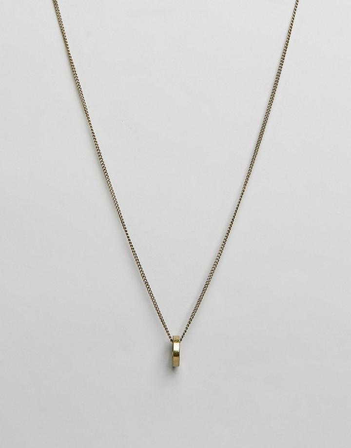 Icon Brand Circle Pendant Necklace In Burnished Gold - Gold