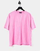 Asos Design Oversized T-shirt With Seam Detail In Washed Pink