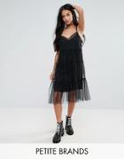 New Look Petite Tiered Mesh Dress - Black
