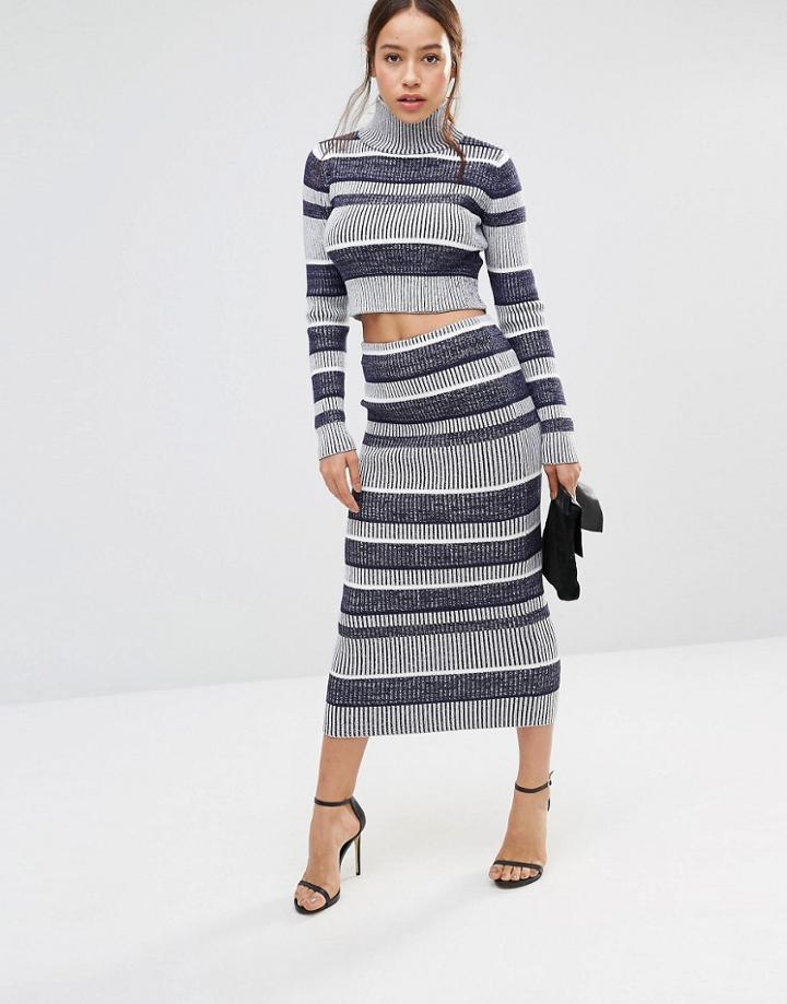 Finder Keepers Playground Tactics Midi Skirt - Navy