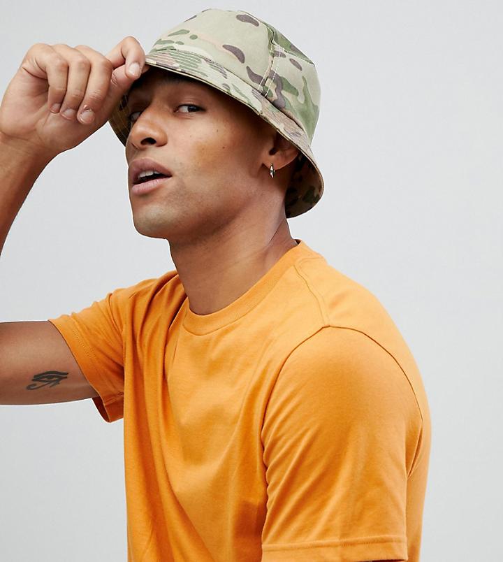 Reclaimed Vintage Inspired Festival Bucket Hat Camo - Green