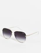 Quay Aviator Sunglasses In Gray Smoke-gold