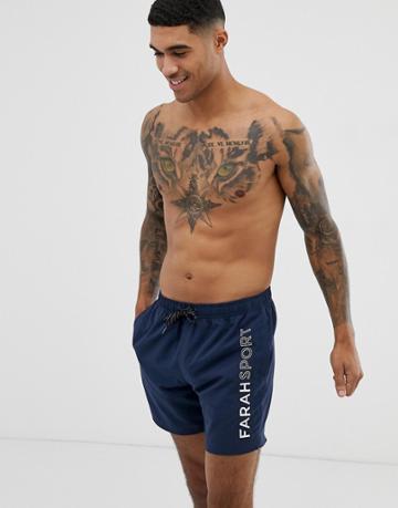 Farah Sport Anstey Logo Swim Short In Navy - Navy