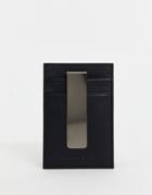 Asos Design Leather Cardholder With Money Clip In Black
