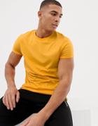 Asos Design T-shirt With Crew Neck And Roll Sleeve In Yellow - Yellow