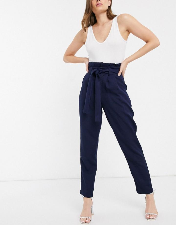 In The Style X Laura Jade Woven Pants In Navy