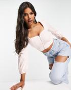Missguided Poplin Ruched Crop Top In Pink