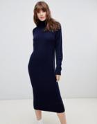 Asos Design Midi Knit Dress - Navy