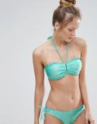 Seafolly Ruffle Edge Bandeau Bikini Top - Green