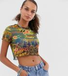 Reclaimed Vintage Inspired T-shirt In Mesh With Lettuce Hem - Multi