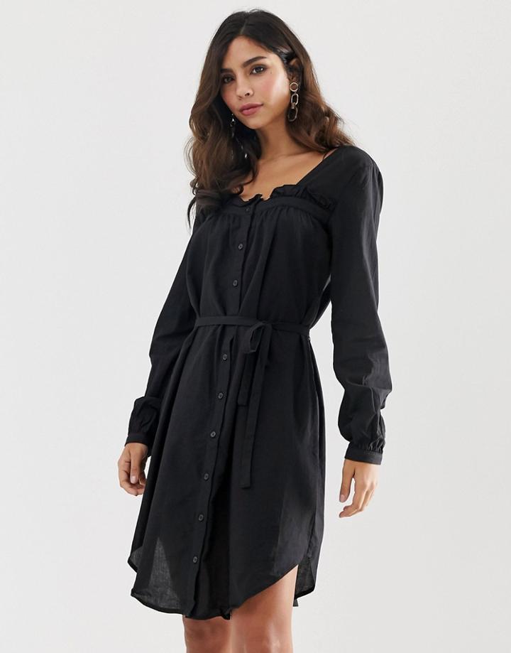 Vila Square Neck Belted Dress-black