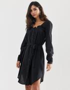 Vila Square Neck Belted Dress-black