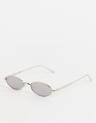 Public Desire Mini Oval Sunglasses In Metallic Silver