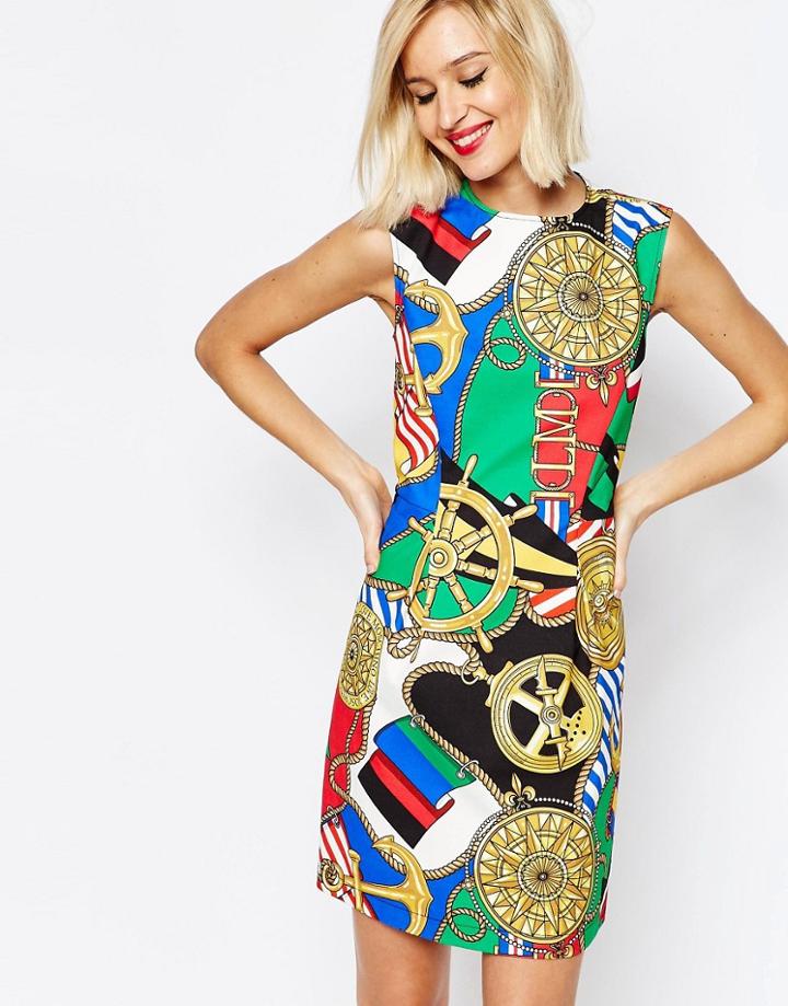 Love Moschino Sleeveless Dress In Archive Print - Multi