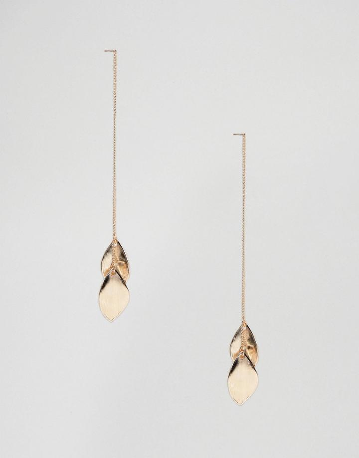 Nylon Drop Leaf Earrings - Gold