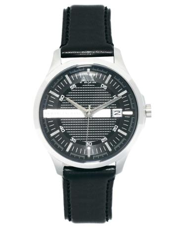 Armani Exchange Black Leather Strap Watch Ax2101