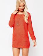 See U Soon Sweater Dress With Bobble Detail - Red
