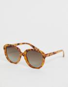 Asos Design Oversized Round Sunglasses In Tort With Polarised Lens-brown