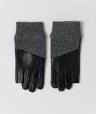 Asos Design Leather Gloves With Rib Cuffs And Touch Screen - Black