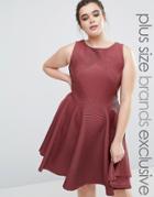 Closet Plus Sleeveless Textured Skater Dress - Red