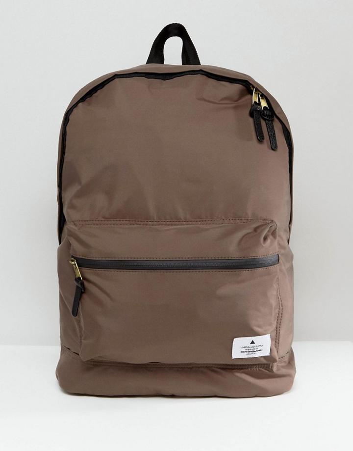 Asos Backpack In Taupe Matte Satin Look - Gray