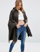 Asos Oversized Cape In Wax Fabric - Brown