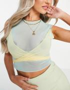 I Saw It First Mesh Wrap Crop Top In Pastel-multi