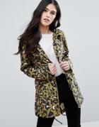 Brave Soul Leopard Trench - Green