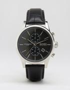 Boss By Hugo Boss 1513279 Jet Leather Chronograph Watch In Black - Black