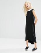 Monki Contrast Neck Midi Dress - Black