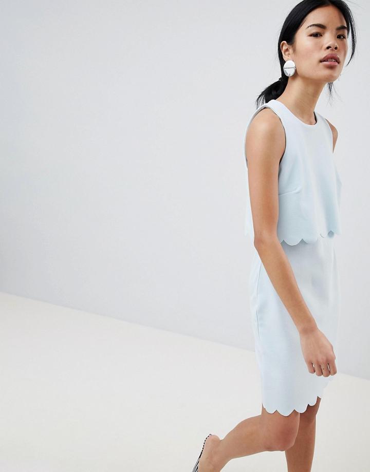 New Look Scallop Edge Shift Dress - Blue